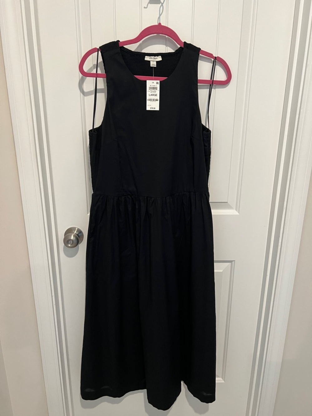 On 34th Women’s Black Sleeveless Midi Dress with Gathered Skirt
